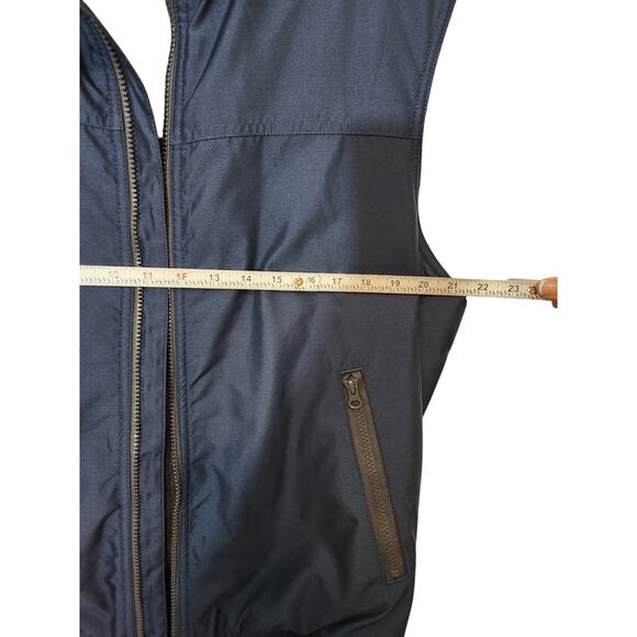 Chaps Men's Full Zip Vest Size L Fleece-Lined Microfiber Navy Blue Pockets EUC - Picture 6 of 7